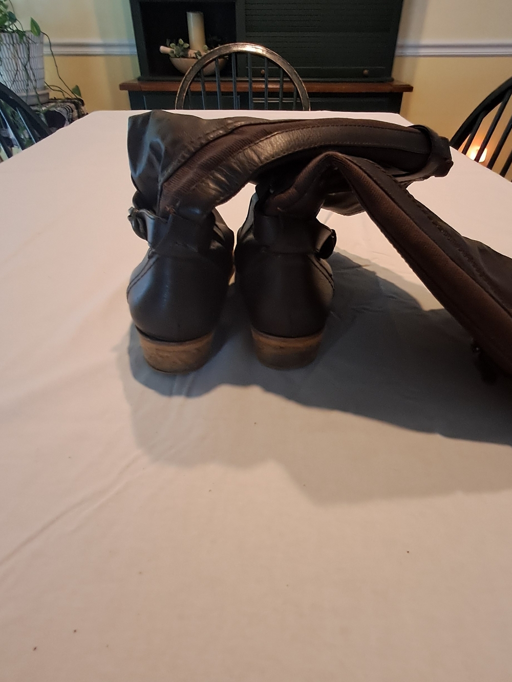 Tommy Tall Leather Boots - Dark Brown Size 7.5 M - Picture 2 of 4